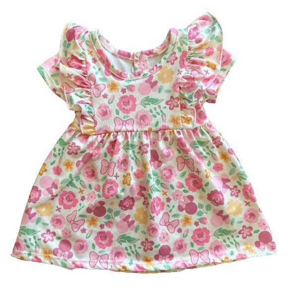 Disney Baby Minnie Mouse Dress Size 3M Pink Ruffle Sleeve Infant Outfit - Picture 1 of 5